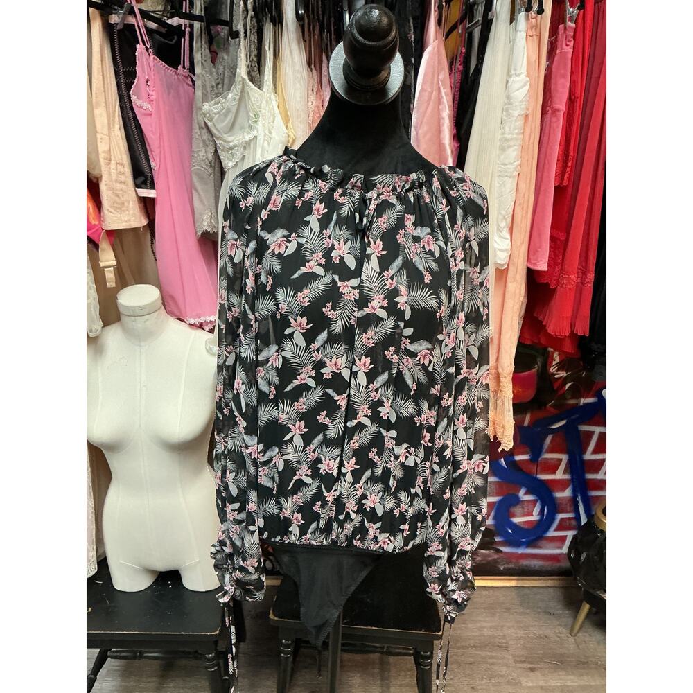 VS THONG FLORAL FLOWY BODYSUIT NWT M